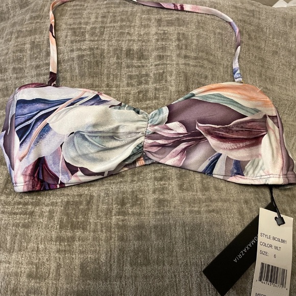 BCBGMAXAZRIA Women's Standard Bandeau Crossback Bikini Bra Top 6 (L) - Picture 1 of 2